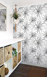 Spider Plants Grayscale by NextWall Peel & Stick Botanical Wallpaper – NextWall NW36300