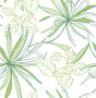 Spider Plants peel and stick wallpaper pattern in green on white background by NextWall (NW36304).