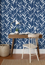 Bamboo Leaves Navy Blue by NextWall Peel & Stick Botanical Wallpaper – NextWall NW36402