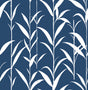 Bamboo Leaves navy blue and white peel and stick wallpaper pattern