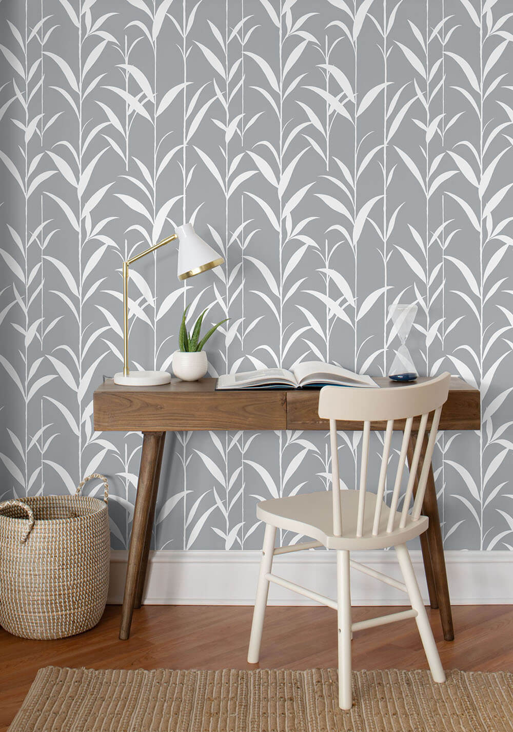 Bamboo Leaves Gray by NextWall Peel & Stick Botanical Peel & Stick Wallpaper – NextWall NW36408