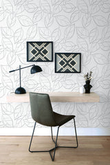 Tossed Leaves Daydream Gray by NextWall Peel & Stick Botanical Peel & Stick Wallpaper – NextWall NW36508