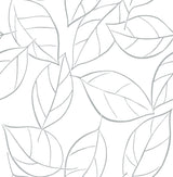 Tossed Leaves Daydream Gray peel and stick wallpaper with oversized outlined leaf pattern