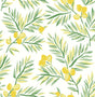 Lemon Branch peel and stick wallpaper in lemon yellow and sage green botanical pattern