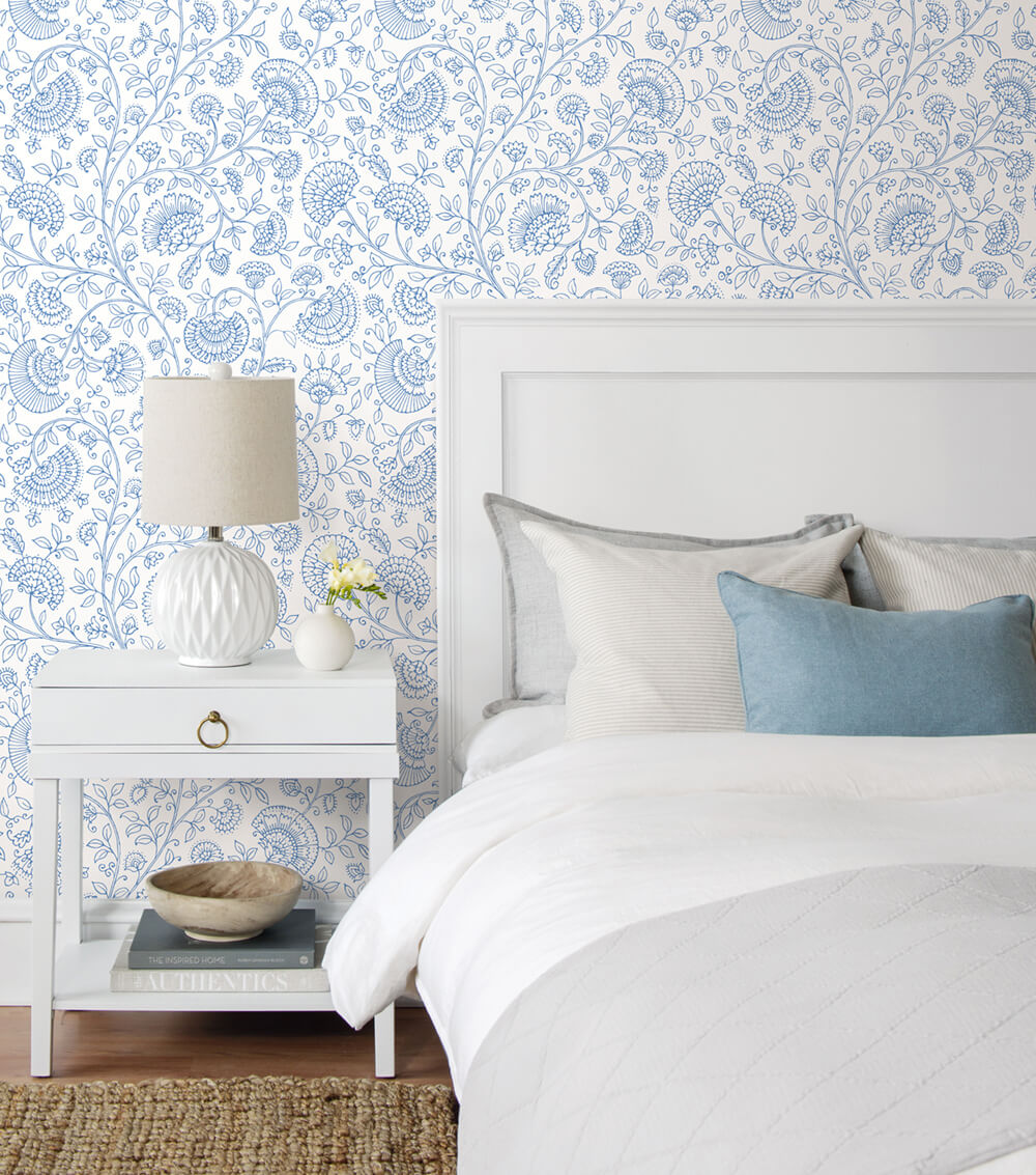 Paisley Trail Blue Bell by NextWall Peel & Stick Paisley Wallpaper – NextWall NW36802-Sample