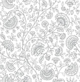 Paisley Trail peel and stick wallpaper in slate gray line art floral paisley vine pattern