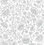 Paisley Trail peel and stick wallpaper in slate gray line art floral paisley vine pattern