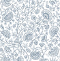 Paisley Trail peel and stick wallpaper in midnight blue on white with floral vine trail pattern