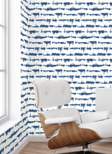 Lifeline Navy Blue by NextWall Peel & Stick Abstract Peel & Stick Wallpaper – NextWall NW37102