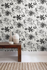Tropical Garden Black & White by NextWall Peel & Stick Tropical Botanical Peel & Stick Wallpaper – NextWall NW37300