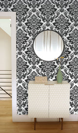 Damask Black & White by NextWall Peel & Stick Damask Wallpaper – NextWall NW37400