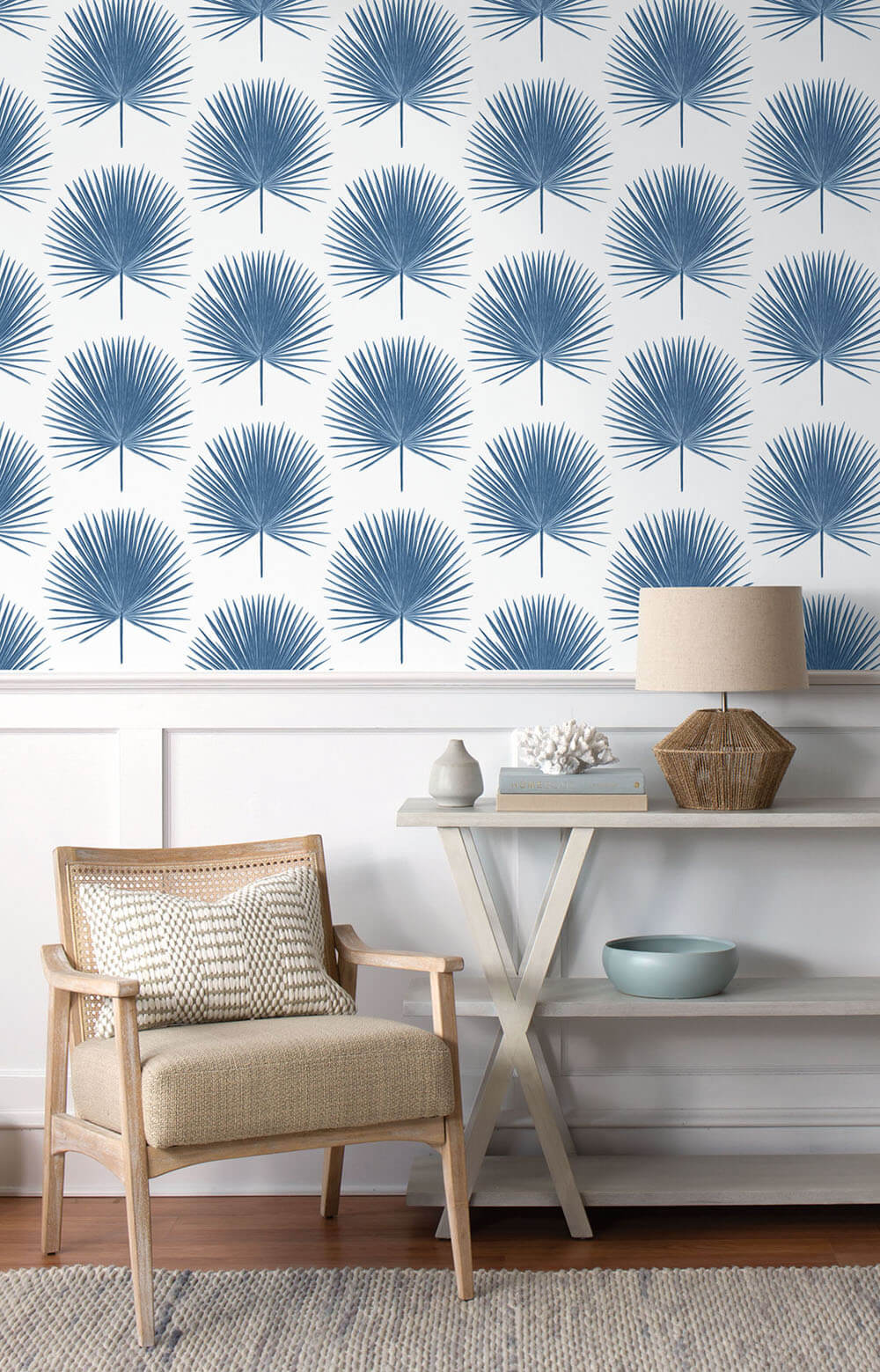 Palmetto Palm Coastal Blue by NextWall Peel & Stick Botanical Wallpaper – NextWall NW37502