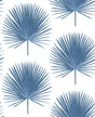 Palmetto Palm Coastal Blue peel and stick botanical wallpaper with stylized palm fronds