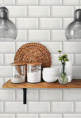 Large Subway Tile Alabaster & Grey by NextWall Peel & Stick Peel & Stick Tile Wallpaper – NextWall NW37600