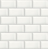 Large Subway Tile peel and stick wallpaper in alabaster white with grey grout lines