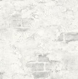 Fog gray stuccoed brick peel and stick wallpaper with a satin finish