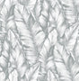 Gray tropical banana leaf peel and stick wallpaper pattern