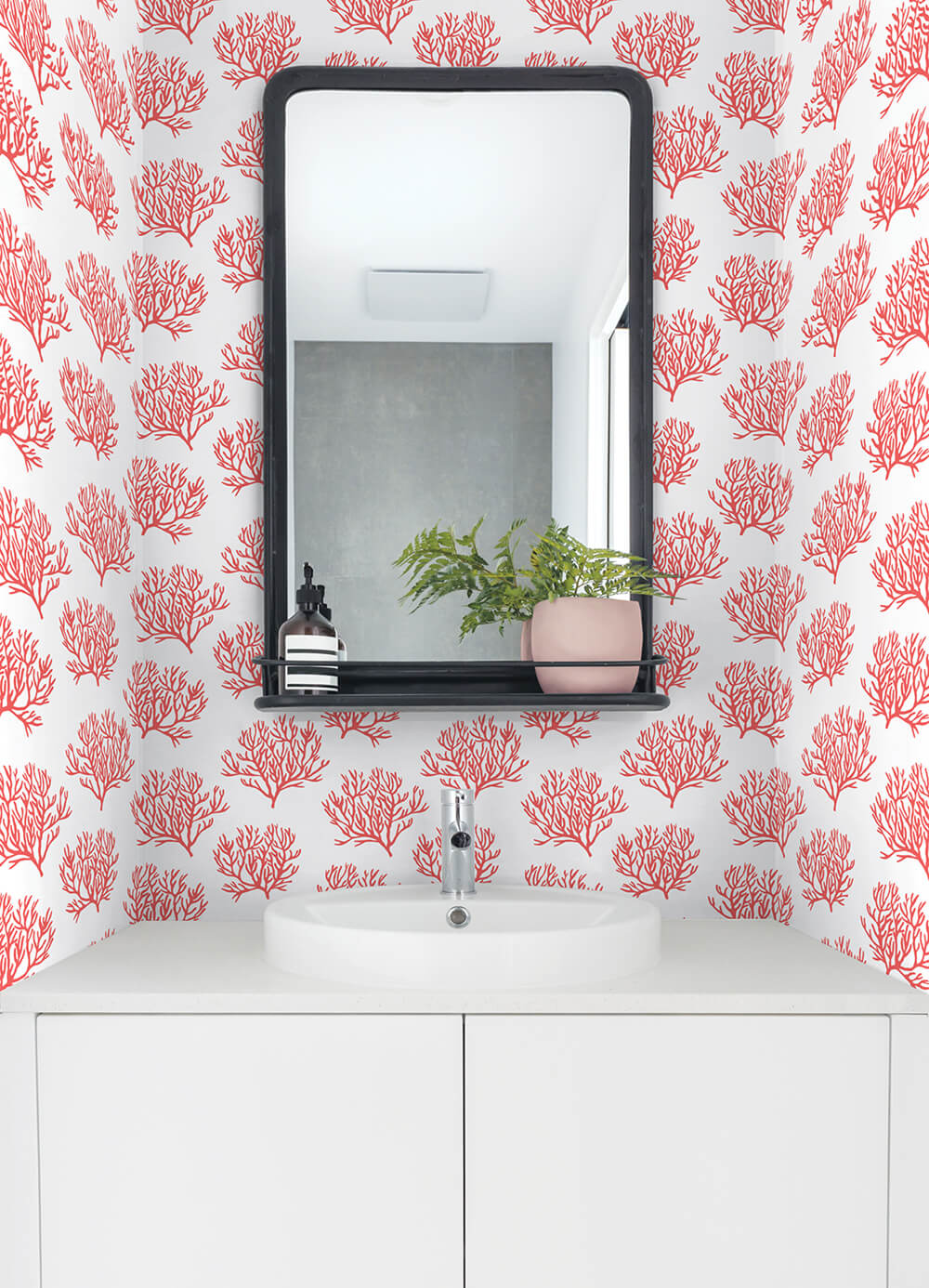 Coastal Coral Reef Vermillion by NextWall Peel & Stick Coral Reef Peel & Stick Wallpaper – NextWall NW38001