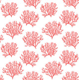 Vermillion coral reef silhouettes on a white background peel and stick wallpaper pattern