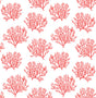 Vermillion coral reef silhouettes on a white background peel and stick wallpaper pattern