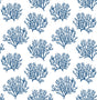 Marine blue coral reef silhouette peel and stick wallpaper pattern on a white background