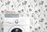 Tulip Toss Black and White by NextWall Peel & Stick Floral Wallpaper – NextWall NW38100