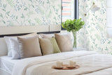 Watercolor Leaf Trail Sea Glass by NextWall Peel & Stick Botanical Peel & Stick Wallpaper – NextWall NW38204