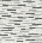 Faux mosaic strip tile peel and stick wallpaper in wrought iron and gray tones