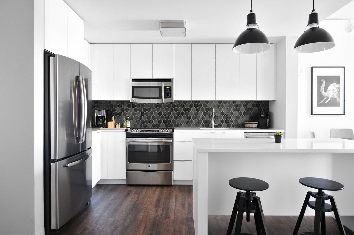 Inlay Hexagon Cosmic Black & Metallic Silver by NextWall Peel & Stick Hexagon Tile Peel & Stick Wallpaper – NextWall NW38600