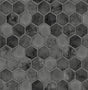 Dark hexagon tile peel and stick wallpaper in cosmic black with metallic silver accents