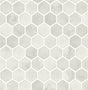 Inlay Hexagon peel and stick wallpaper in cream and light gray hexagon tile pattern