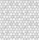 Marble hexagon tile peel and stick wallpaper in carrara white and argos grey