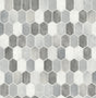 Brushed hex tile pattern peel and stick wallpaper in icy grey and nickel with a metallic finish