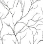 Delicate Branches wallpaper in Ebony featuring thin black branch silhouettes on a white background.