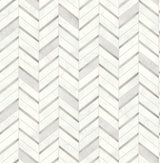 Chevron marble tile peel and stick wallpaper in metallic silver and pearl gray chevron pattern