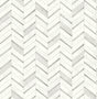 Chevron marble tile peel and stick wallpaper in metallic silver and pearl gray chevron pattern