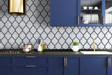 Marbled Ogee Royal Blue & Carrara by NextWall Peel & Stick Peel & Stick Ogee Tile Wallpaper – NextWall NW39302