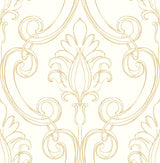 Sketched Damask metallic gold peel and stick wallpaper pattern by NextWall (NW39405)
