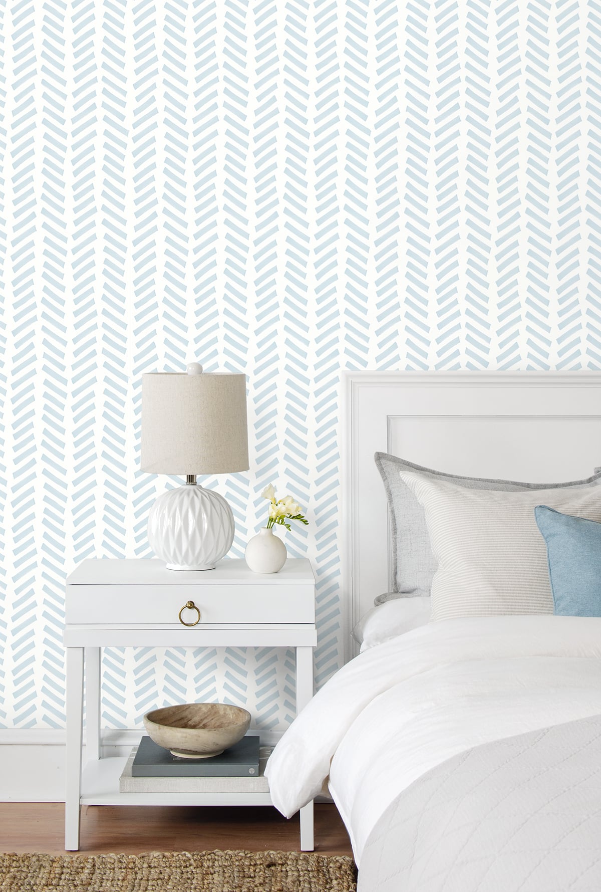 Mod Chevron Sky Blue by NextWall Peel & Stick Peel and Stick Wallpaper – NextWall NW39712