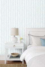 Mod Chevron Sky Blue by NextWall Peel & Stick Peel and Stick Wallpaper – NextWall NW39712