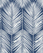Coastal blue and white palm silhouette peel and stick wallpaper pattern