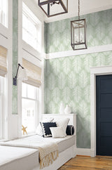 Palm Silhouette Pastel Green by NextWall Peel & Stick Tropical Botanical Peel & Stick Wallpaper – NextWall NW39804