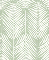 Pastel green palm frond silhouette peel and stick wallpaper pattern