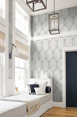 Palm Silhouette Harbor Gray by NextWall Peel & Stick Tropical Botanical Peel & Stick Wallpaper – NextWall NW39808