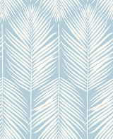 Palm Silhouette peel and stick wallpaper in Hampton Blue with white palm frond silhouettes