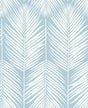 Palm Silhouette peel and stick wallpaper in Hampton Blue with white palm frond silhouettes