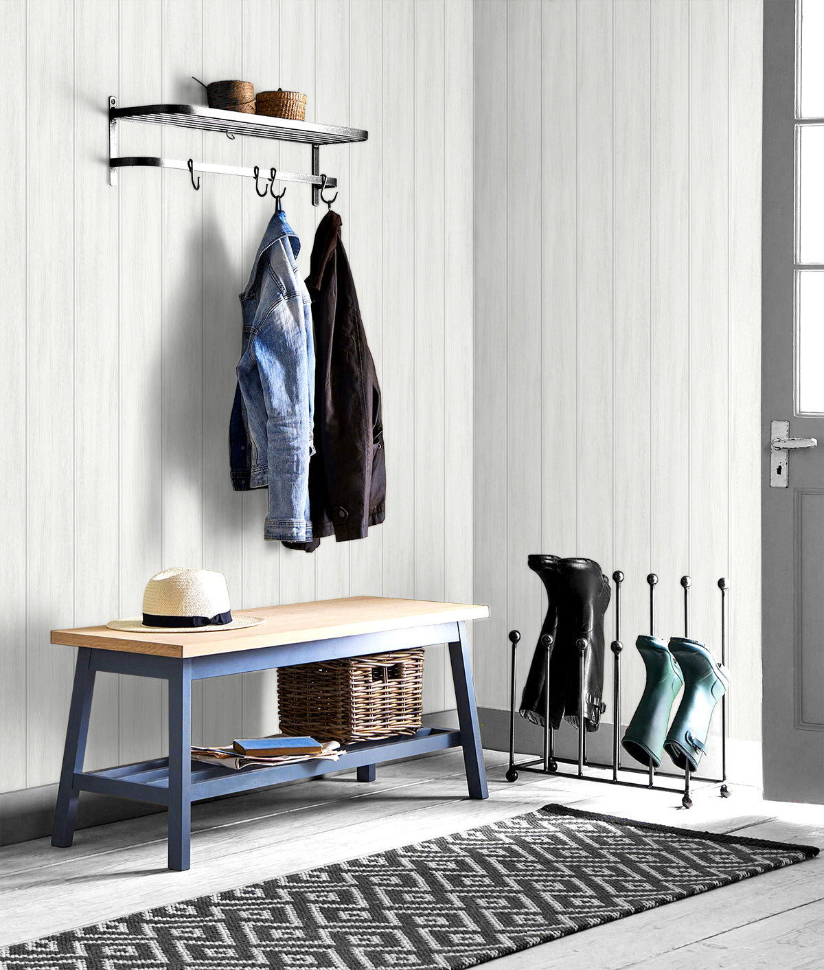 Wood Panel Alabaster by NextWall Peel & Stick Rustic Wood Panel Wallpaper – NextWall NW39900