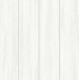 Alabaster wood panel peel and stick wallpaper with a subtle rustic plank texture.