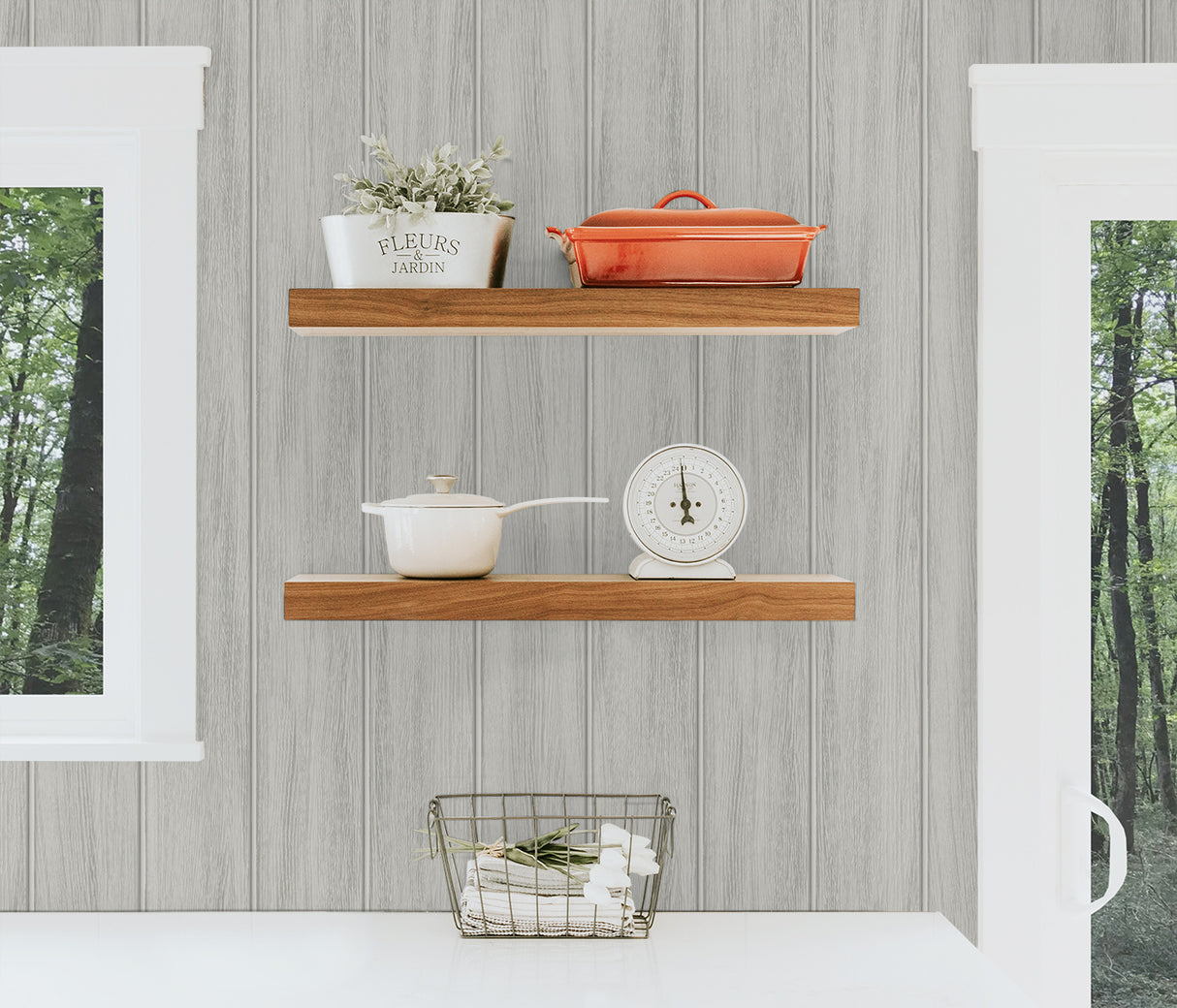 Wood Panel Weathered Grey by NextWall Peel & Stick Peel & Stick Wood Panel Wallpaper – NextWall NW39906