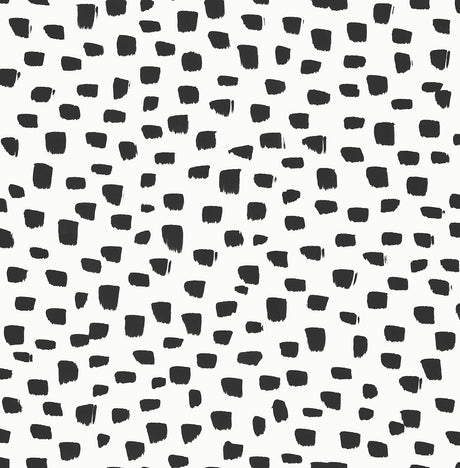 Black speckled dot pattern on a white background peel and stick wallpaper